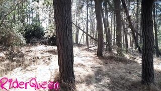 Bbw making off inside forest two