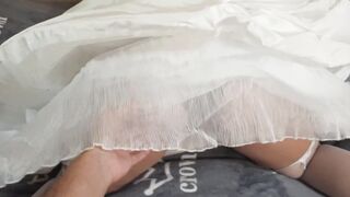 The bride seduced the dude and opened her sweet soak twat to him