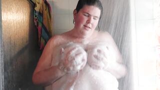 Huge Tit Soapy Shower Play