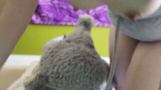 Thick White 18 Humps Stuffed Elephant and Riding Its Face