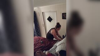 Perfect cunt with mouth smoking into her night dress while watching tv