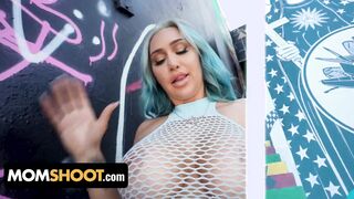 MomShoot - Curvy milf With Huge Titties Gets Her Bald Cunt Boned Rough By Huge Juicy Penis