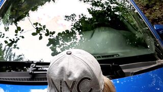 Real amateur risky outdoor banged! on vehicle