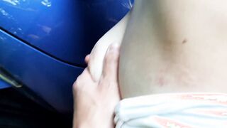 Real amateur risky outdoor banged! on vehicle