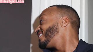 Ladyboy Goddess fucks into interracial duo into singing booth