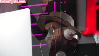 Ladyboy Goddess fucks into interracial duo into singing booth