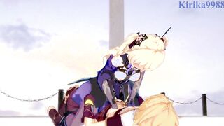 Fischl (Amy) and Aether have insane sex at a deserted ruins. - Genshin Impact Cartoon