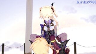 Fischl (Amy) and Aether have insane sex at a deserted ruins. - Genshin Impact Cartoon