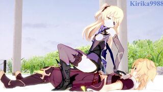 Fischl (Amy) and Aether have insane sex at a deserted ruins. - Genshin Impact Cartoon