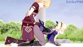 Fischl (Amy) and Aether have insane sex at a deserted ruins. - Genshin Impact Cartoon