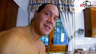 Bodybuilder fucks french amateur 18 yo private anal inside the kitchen