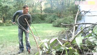 AMATEUR EUROPEAN - Mya Lorenn Rewards Gardeners With Anal And Snatch Nailed