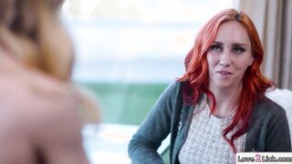 Teen babysitter rimming tattooed stepmom
