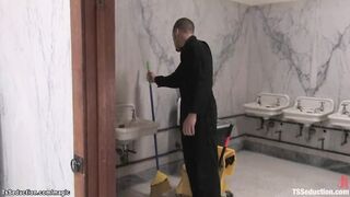 Shemale fuck cleaning man in toilet