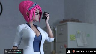 ANIMATED SEX UNIVERSITY - Huge Penis School Girl Impresses cougar Principal With Second Round After CUMMED!