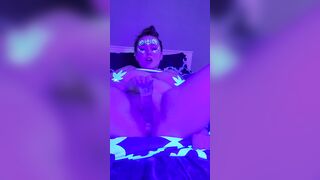 420 skank fucking herself inside Neon light