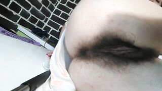 very close up of my bushy vagina. filthy talk into