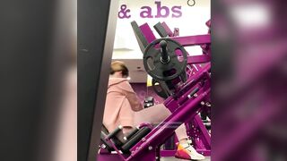 Cute Eighteen Leg Press Into Pink Tight Leggings