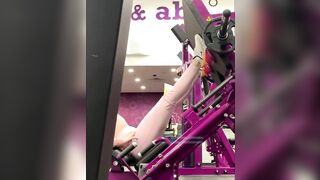 Cute Eighteen Leg Press Into Pink Tight Leggings