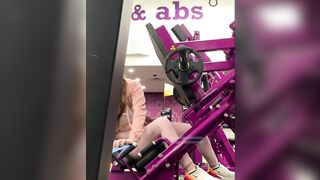 Cute Eighteen Leg Press Into Pink Tight Leggings