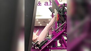 Cute Eighteen Leg Press Into Pink Tight Leggings