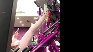 Cute Eighteen Leg Press Into Pink Tight Leggings