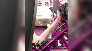 Cute Eighteen Leg Press Into Pink Tight Leggings