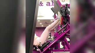Cute Eighteen Leg Press Into Pink Tight Leggings