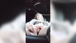I Couldn't Wait To Got Home! Hottie Blonde mom Outdoors Vehicle Masturbation using Clear Sex Toy