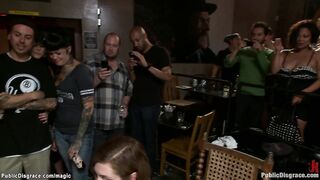 Dirty slut fucked in public pool bar