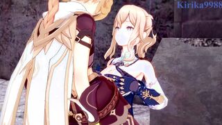 Jean Gunnhildr and Aether have extreme sex into a deserted mature castle. - Genshin Impact Anime