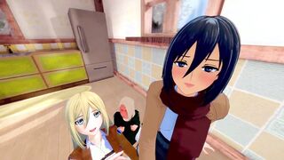 [POV] ATTACK ON TITAN HAREM - four GIRLS (Annie, Mikasa, Historia, Hitch)