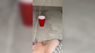 Piss spray inside solo cup