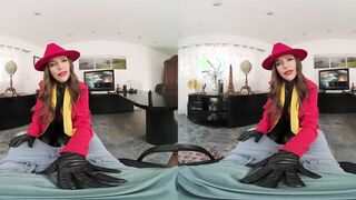 Big Titted April Olsen As Villain CARMEN SANDIEGO Handcuffs And Fucks You VR Porn