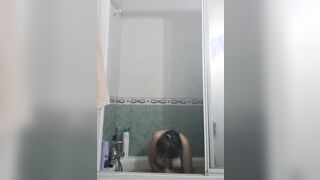 Concealed webcam blonde college cunt with mouth into the shower