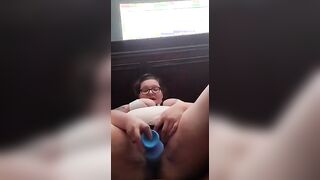Posing with my deep into my soak cunt