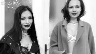 INSTAGRAM devils_kos_ \ Sasha Rose + Polly Linko \ Lesbo, Finger Bang, Double BLOWJOB, Sex \ Cum on butt
