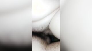 Russian wifey with long hooters and juicy body jumps her soak twat on her hubby's cock and gets cum