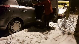 Pegging outside while it's snowing (Fake-Dick)