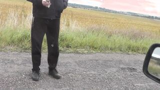 Outdoor squirt public. Random passerby male saw Bae cougar Milf