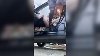 Squirting at the Construction Site inside White Ankle Socks!