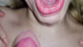 Bimbo at the party did not want to suck but I made and cum on her face!