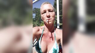 Smoking Into Bikini Public
