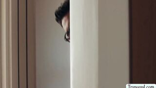 Horny shemale barebacked by perv stepson