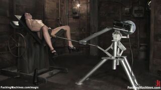 Brunette fucks different machines