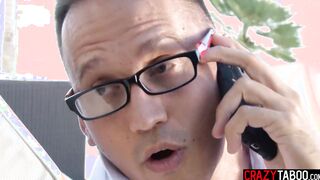 Big melons milf Leya Falcon blowing long penis and get