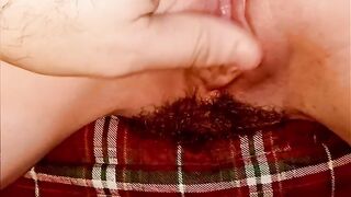 Red Haired wets the bed when she ejaculates and squirts with finger fuck and sex toys inside her booty - anal orgasms