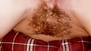 Red Haired wets the bed when she ejaculates and squirts with finger fuck and sex toys inside her booty - anal orgasms
