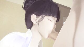 Anime Uncensored - Shoko blows and gets screwed on her knees inside the library