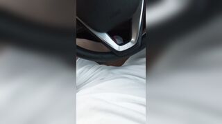 Step cougar hand slip and stuck under step son leggings making him cum into the vehicle